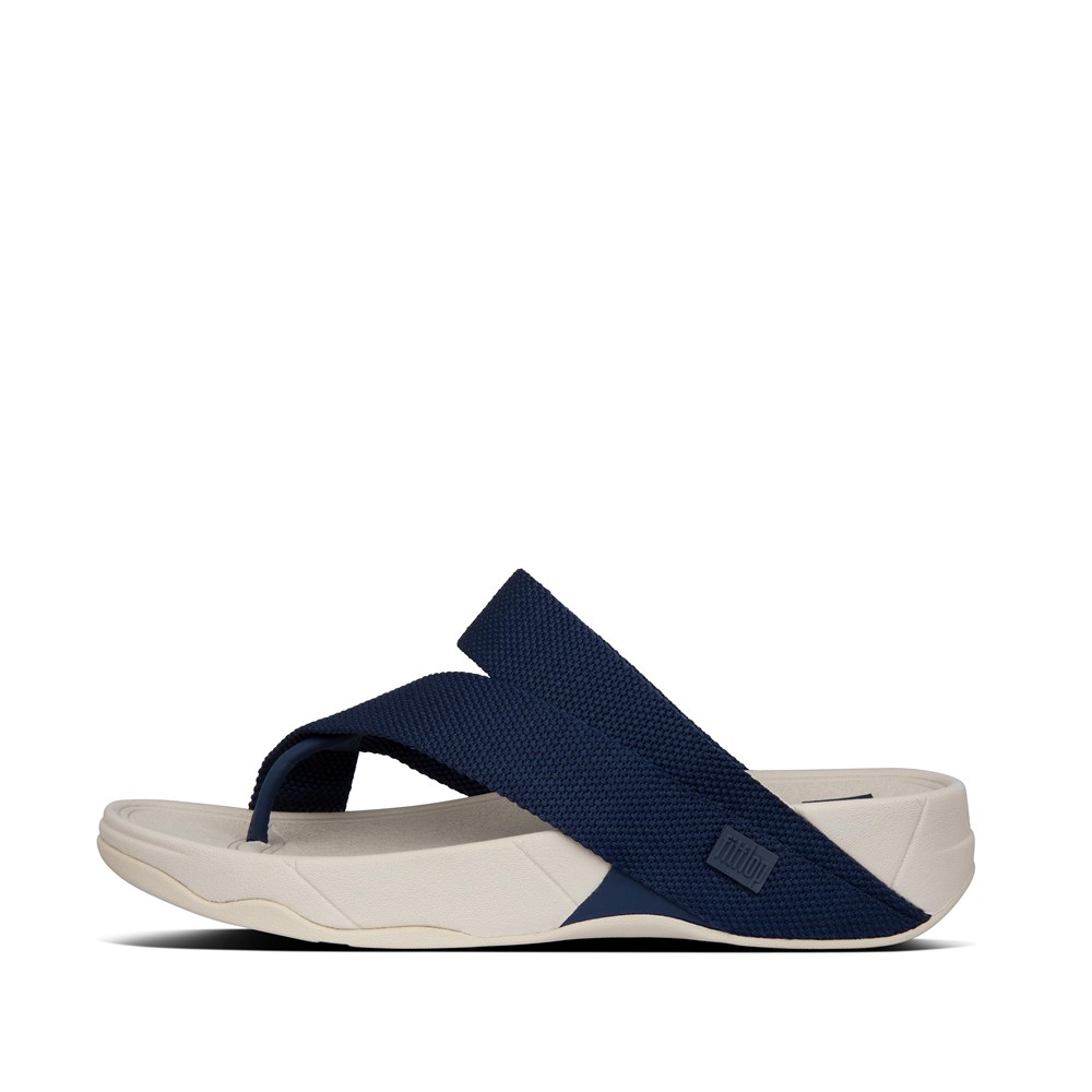 Fitflop Mens Sandals - Sling Weave Toe-post - Navy/Beige - 810-VQSDJT